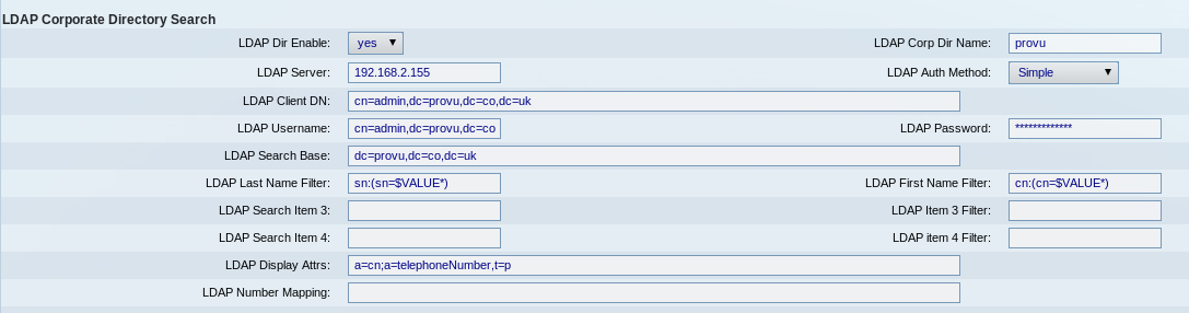Cisco LDAP settings screenshot